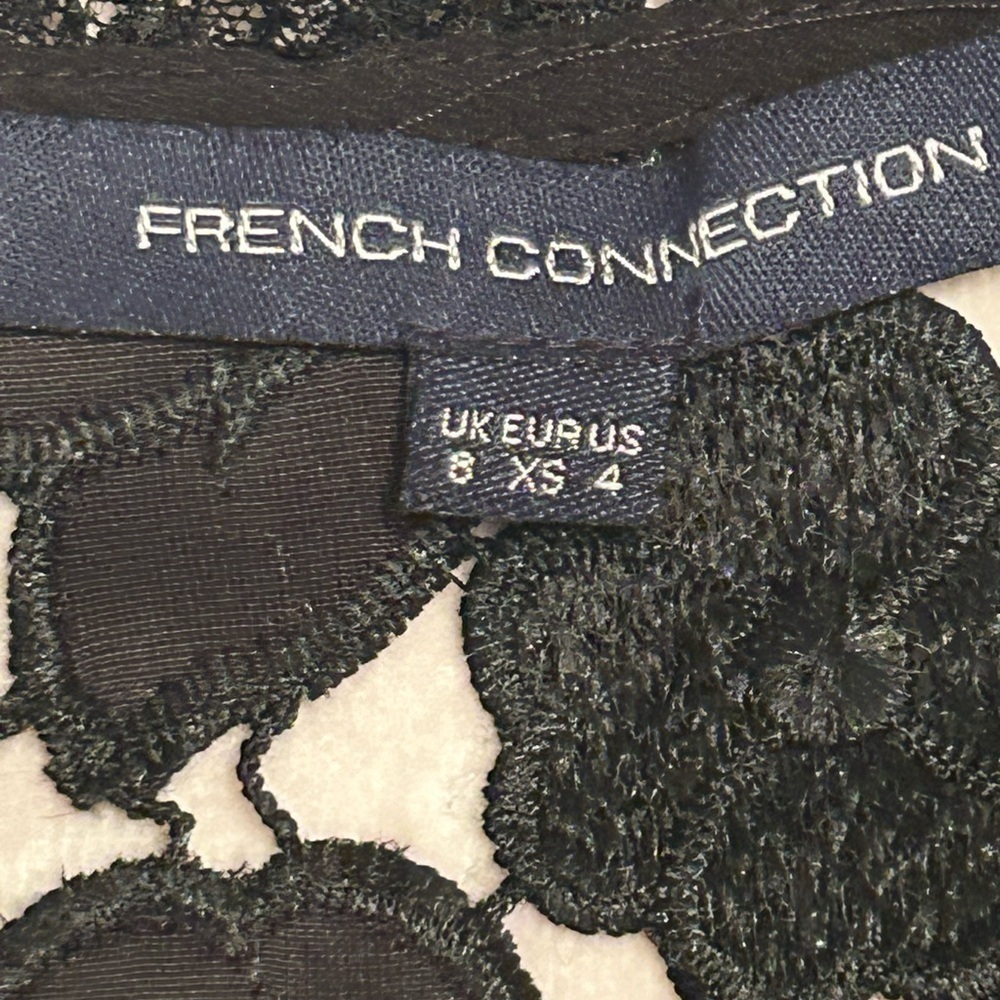 French Connection Women’s Sz 4 Dark Romantic Whimsigoth Black Lace Dress Event - Picture 2 of 13